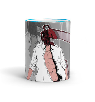 Кружка Chainsaw Man на сером фоне