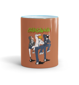 Кружка Человек бензопила коричневый